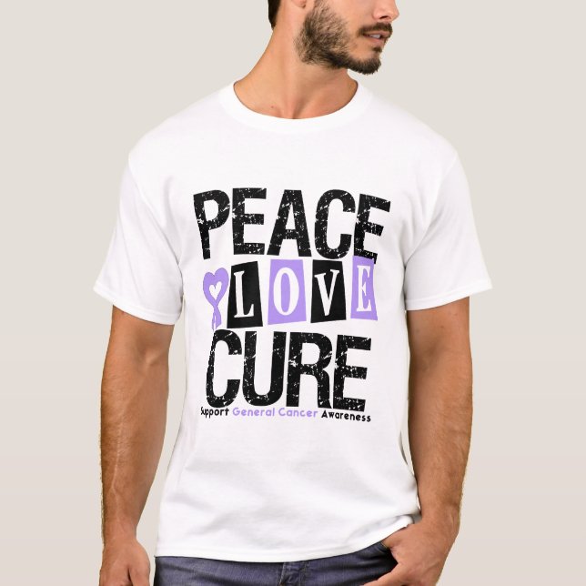 Cancer Peace Love Cure T-Shirt (Front)