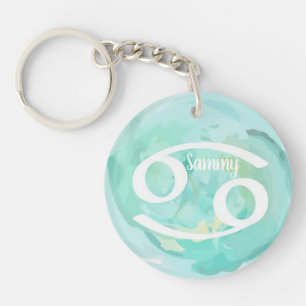 Cancer Personalized Watercolor Zodiac Sign Keychain