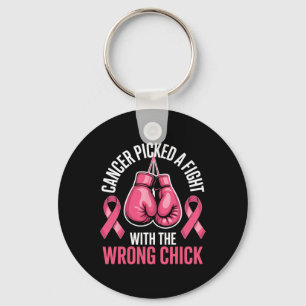 Cancer Picked A Fight With The Wrong Chick Breast Keychain