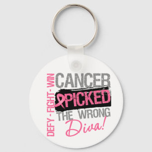 Cancer Picked The Wrong Diva - Breast Cancer Keychain