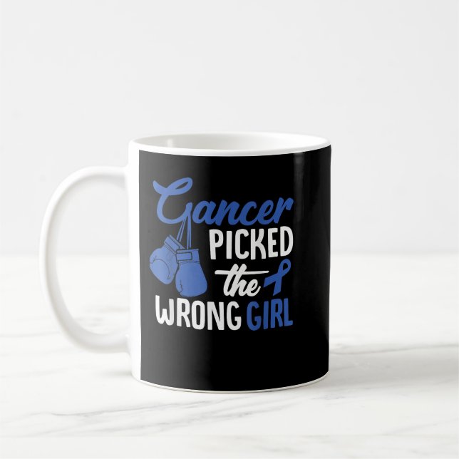Cancer Picked The Wrong Girl, Blue Ribbon Colon Ca Coffee Mug (Left)