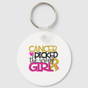 Cancer Picked The Wrong Girl Keychain