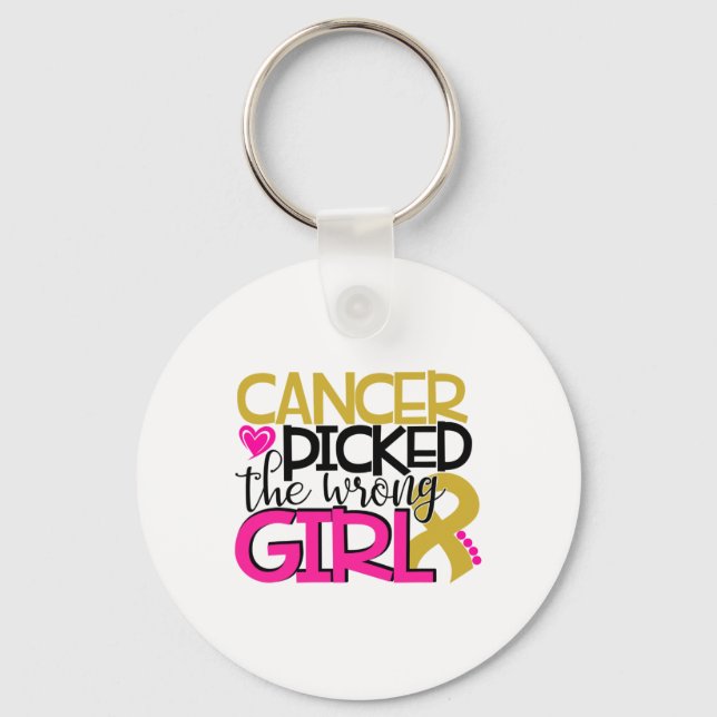 Cancer Picked The Wrong Girl  Keychain (Front)