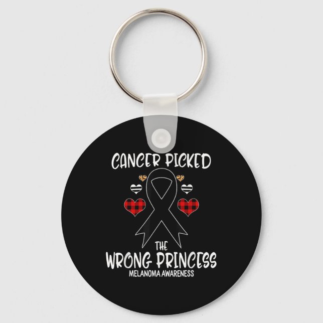 Cancer Picked The Wrong Princess Melanoma Awarenes Keychain (Front)