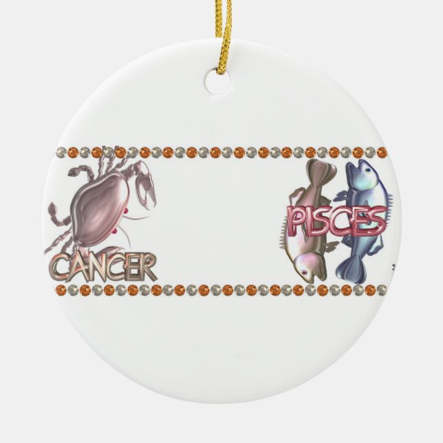 Cancer Pisces zodiac astrology friendship Ceramic Ornament (Front)
