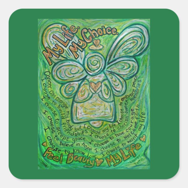 Cancer Poem Green Angel Art autocollants (Devant)