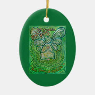 Cancer Poem Green Angel Art Custom Gift Ornaments