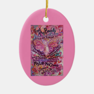 Cancer Poem Pink Angel Art Custom Gift Ornaments