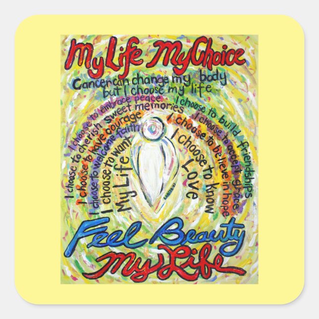 Cancer Poem White Angel Art Sticker Decals (Front)