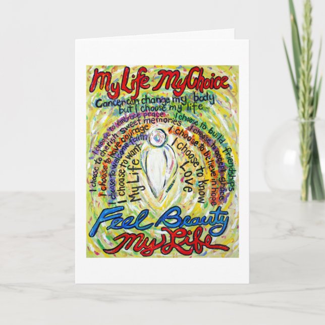 Cancer Poem White Angel Custom Greeting Cards (Front)