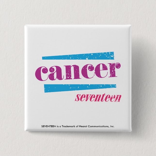 Cancer Purple 2 Inch Square Button (Front)