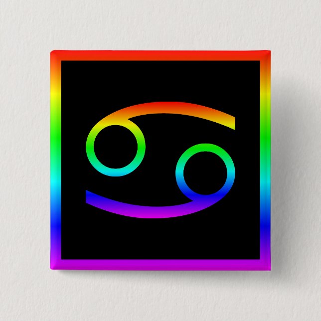 Cancer Rainbow 2 Inch Square Button (Front)