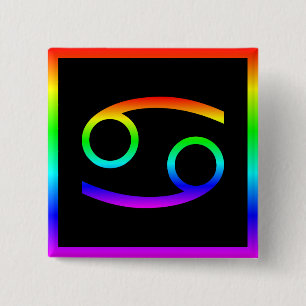 Cancer Rainbow 2 Inch Square Button