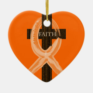 Cancer Ribbon Celebrates Faith & Remission Ceramic Ornament