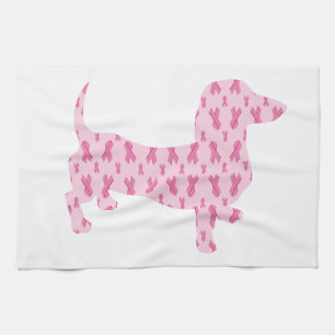 Cancer Ribbon Dachshund Kitchen Towel