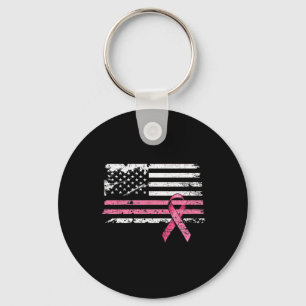 Cancer Shirt American Flag Breast Cancer Awareness Keychain