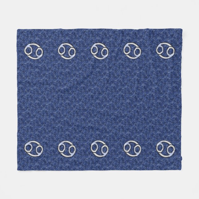Cancer Sign on Navy Blue Digital Camouflage Fleece Blanket (Front (Horizontal))