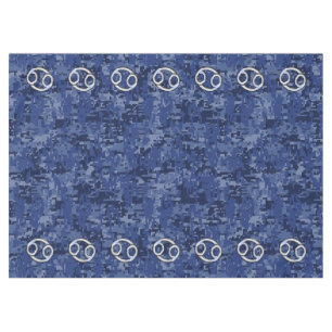 Cancer Sign on Navy Blue Digital Camouflage Tablecloth