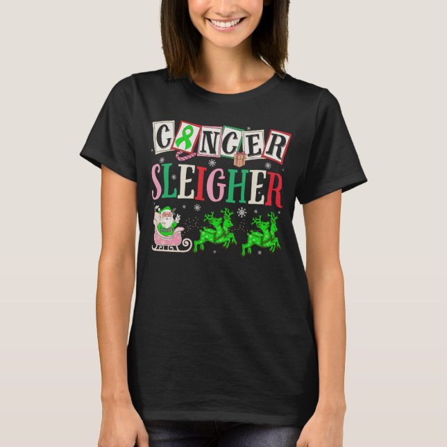 Cancer Sleigher Christmas Santa Lymphoma T-Shirt (Front)