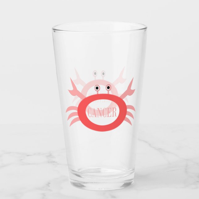 Cancer Star Sign Crab Glass (Front)