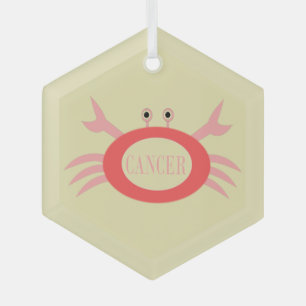 Cancer Star Sign Crab Glass Ornament