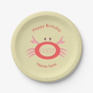 Cancer Star Sign Crab Paper Party Plate