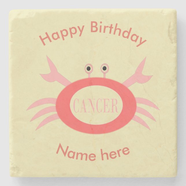 Cancer Star Sign Crab Stone Coaster (Front)