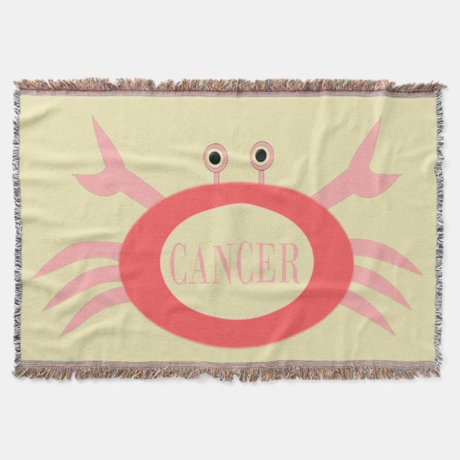 Cancer Star Sign Crab Throw Blanket (Front)