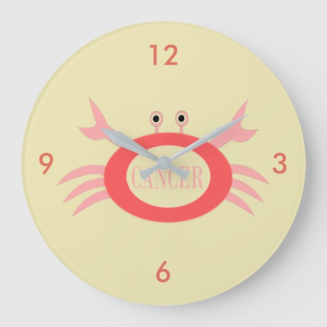 Cancer Star Sign Crab Wall Clock (Front)