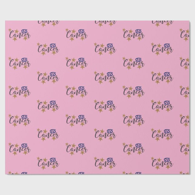 Cancer Star Sign Wrapping Paper Pink Background (Flat)