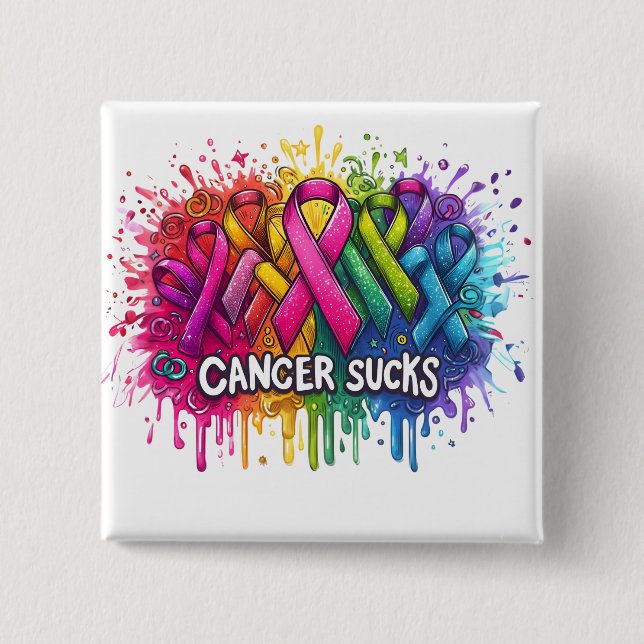 Cancer Sucks 2 Inch Square Button (Front)