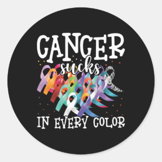 Cancer Sucks In Every Colour Fighter Fight Cancer Classic Round Sticker
