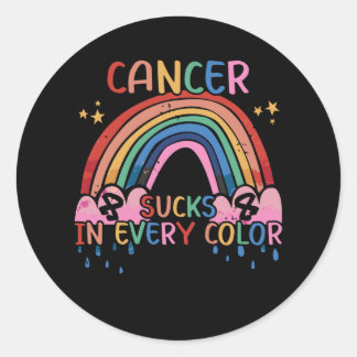 Cancer Sucks In Every Colour Multicolored Rainbow Classic Round Sticker