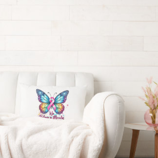 Cancer Support Gift, Fight Cancer, Butterfly Lumbar Pillow