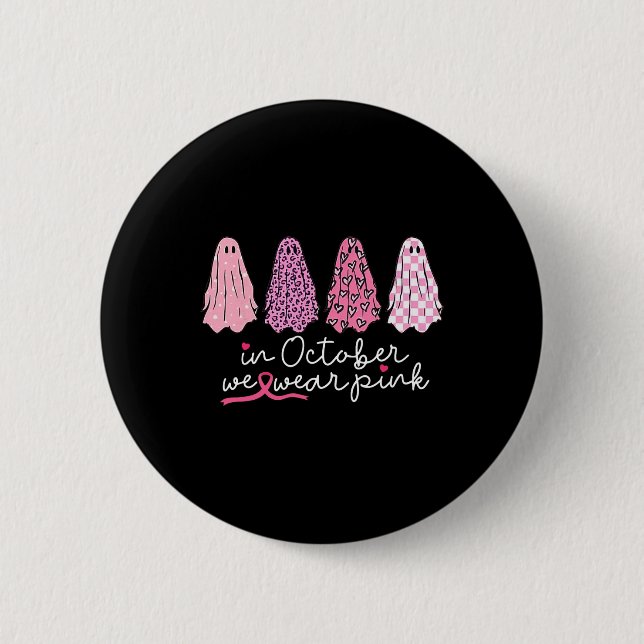 Cancer Support Squad Ghost Halloween  2 Inch Round Button (Front)