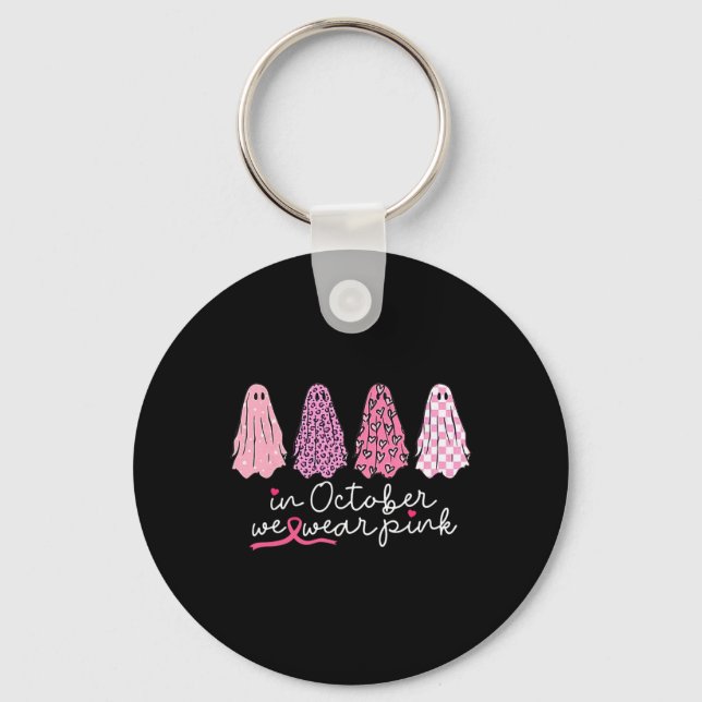 Cancer Support Squad Ghost Halloween  Keychain (Front)