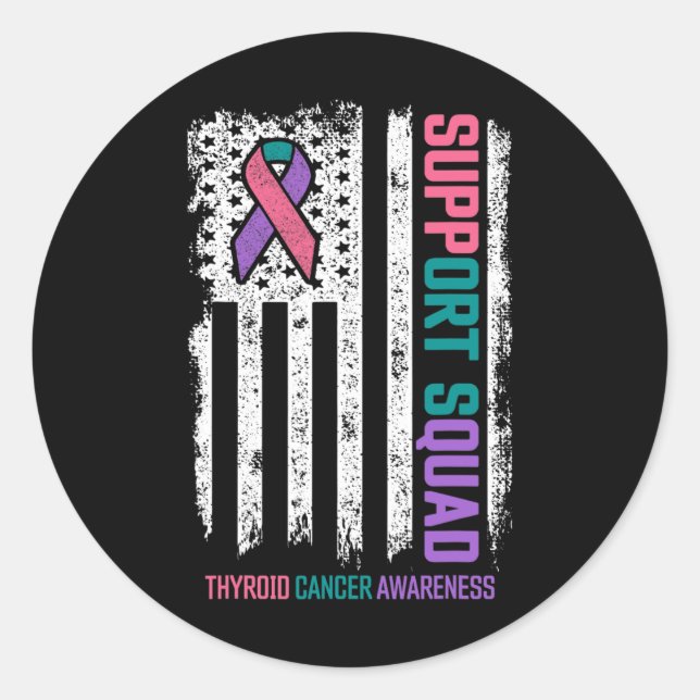 Cancer Support Squad Thyroid Cancer Awareness  Classic Round Sticker (Front)