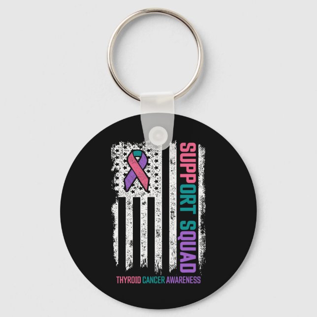 Cancer Support Squad Thyroid Cancer Awareness  Keychain (Front)