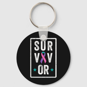 Cancer Survivor Awareness Support Ribbon  Keychain