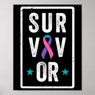 Cancer Survivor Awareness Support Ribbon Poster