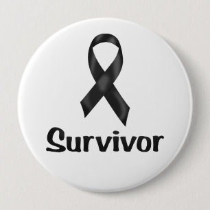 Cancer Survivor Black 4 Inch Round Button