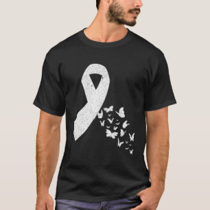 Cancer Survivor Butterfly White Ribbon Lung Cancer T-Shirt
