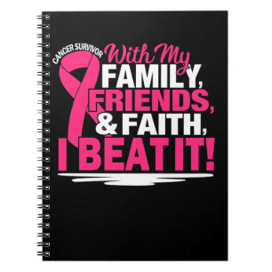 Cancer Survivor Faith Friends Family Pink And Whit Notebook