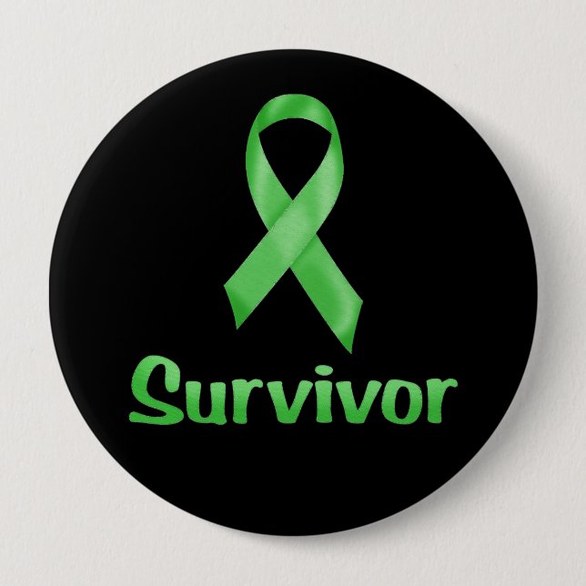 Cancer Survivor Green 4 Inch Round Button (Front)