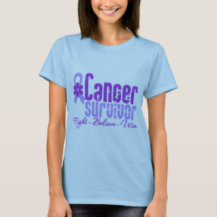 Cancer Survivor Lavender Flower Ribbon T-Shirt