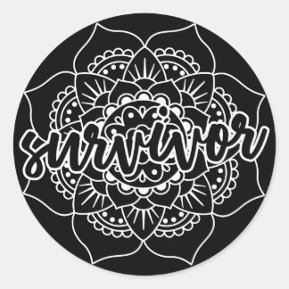 Cancer Survivor Mandala in White Classic Round Sticker