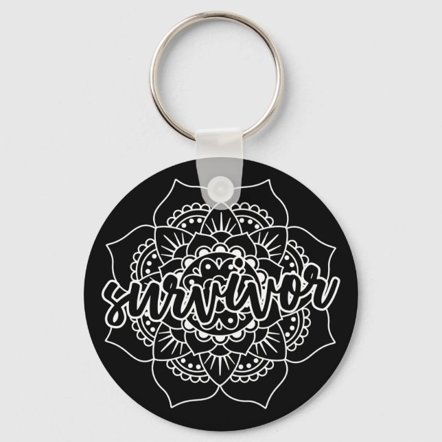 Cancer Survivor Mandala in White Keychain (Front)