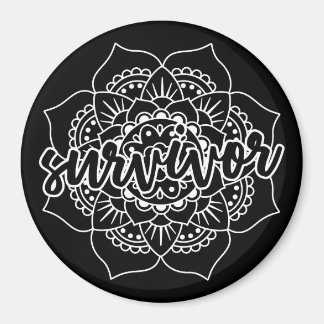 Cancer Survivor Mandala in White Magnet