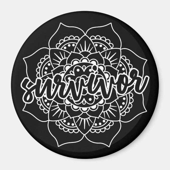 Cancer Survivor Mandala in White Magnet (Front)