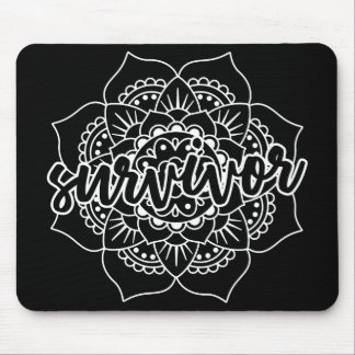Cancer Survivor Mandala in White Mouse Pad